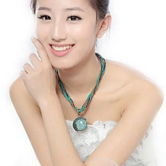 Women Lady Handmade Retro Vintage Bohemian Style Necklace - Picture 2 of 7